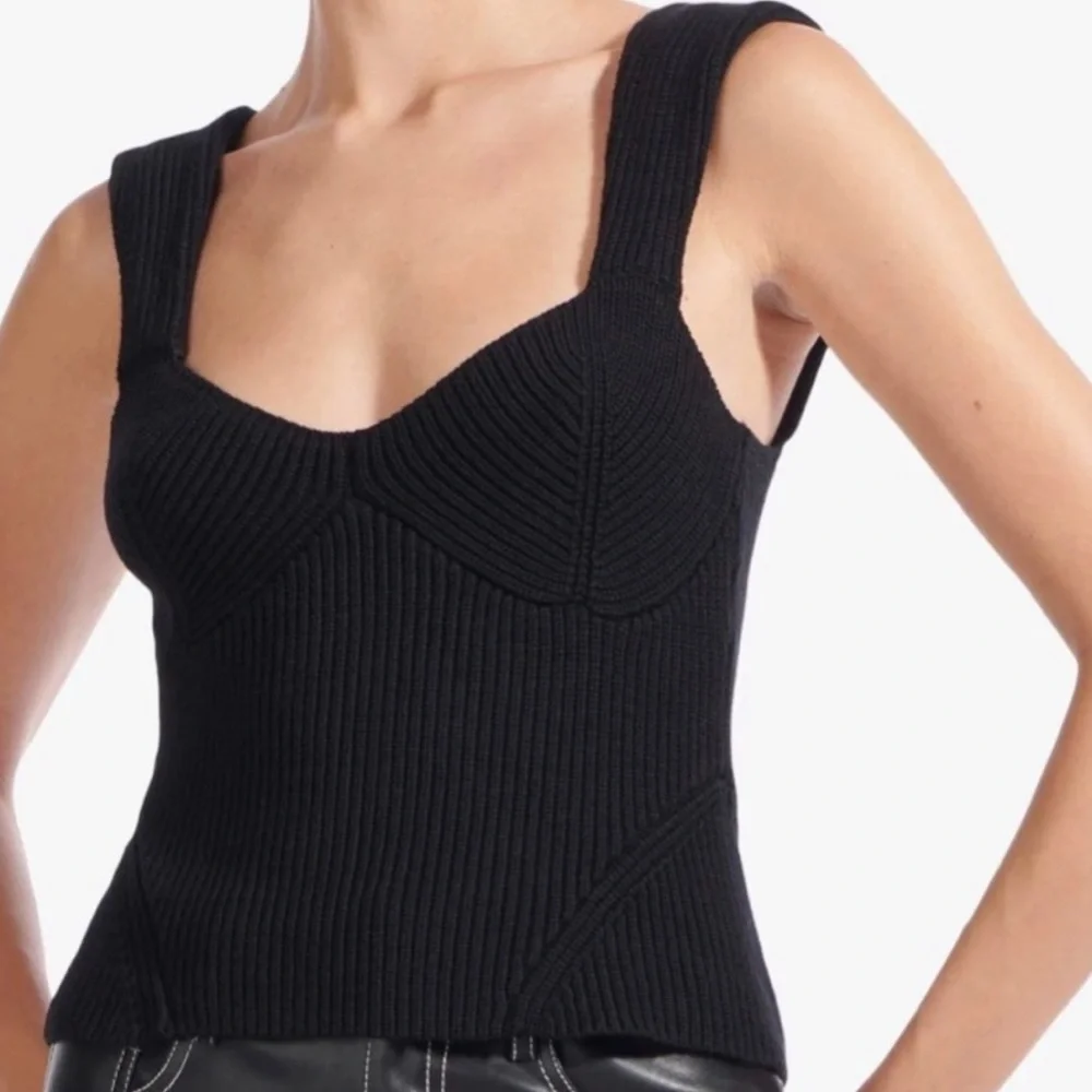 Staud Kira top sweater sleeveless top sweetheart neckline black - Picture 2 of 5